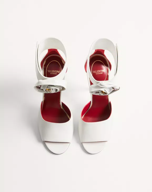 Valentino Drip Rose Kidskin Sandal With Crystals 105Mm - Image 5